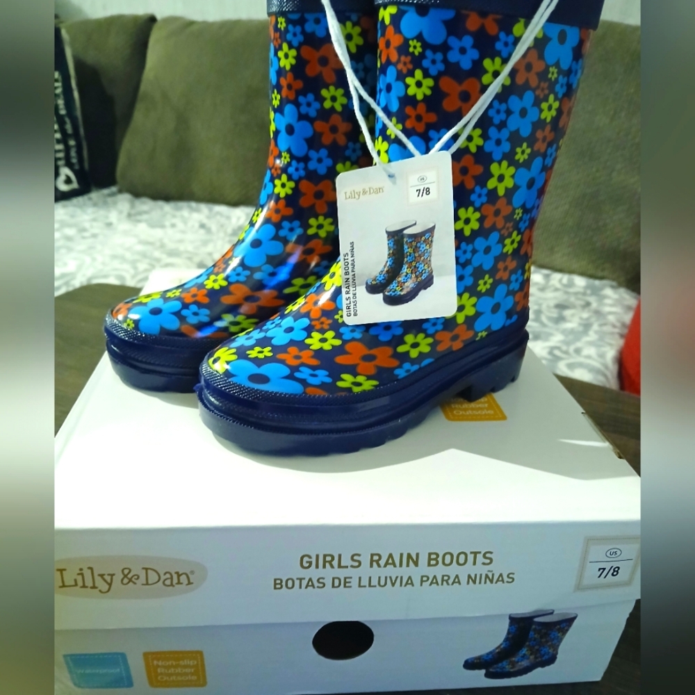 New Lily & Dan Little Girls Floral Rain Boots